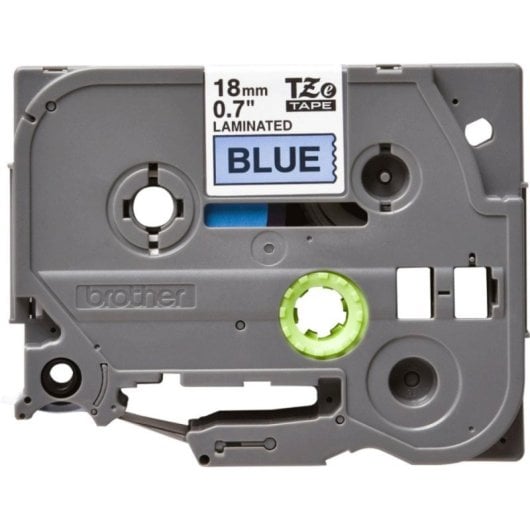 Cinta laminée 18mm Noir sur Bleu, TZe, Compatible Brother, 8m