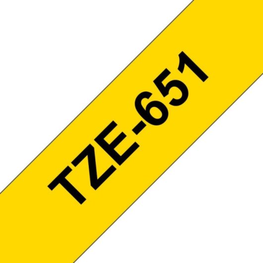 Cinta Laminada Brother TZe-651 Amarillo 24mm x 8m, Resistente Agua y Abrasión, Superficies Lisas