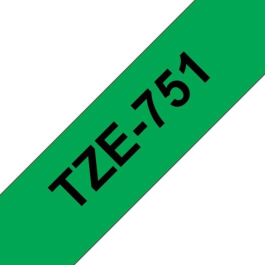 Cinta Brother TZe-751 2,4 cm Nero su Verde Laminata Resistente Multifunzione
