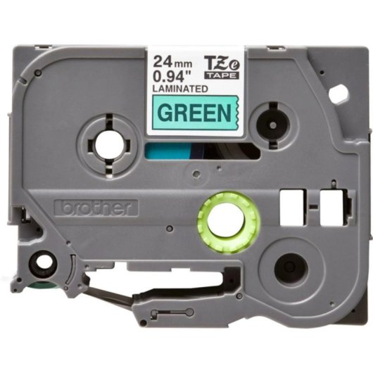 Cinta Brother TZe-751 2,4 cm Nero su Verde Laminata Resistente Multifunzione
