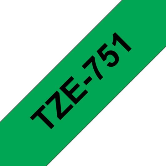 Cinta Brother TZe-751 2,4 cm Nero su Verde Laminata Resistente Multifunzione