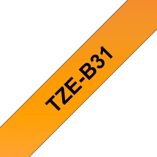 Brother TZE-B31, 5 m, Noir sur Orange Fluo, 1,2 cm, Résistant aux Produits Chimiques