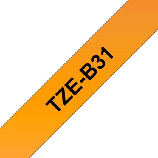 Brother TZE-B31, 5 m, Noir sur Orange Fluo, 1,2 cm, Résistant aux Produits Chimiques