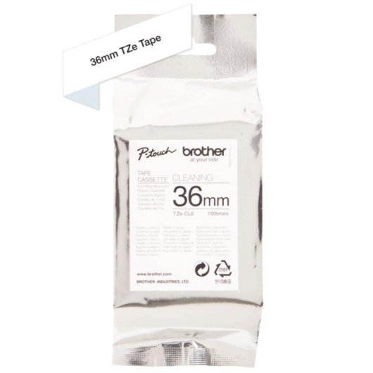 Cinta de nettoyage Brother TZE-CL6, impression thermique, 3,6 cm, noire