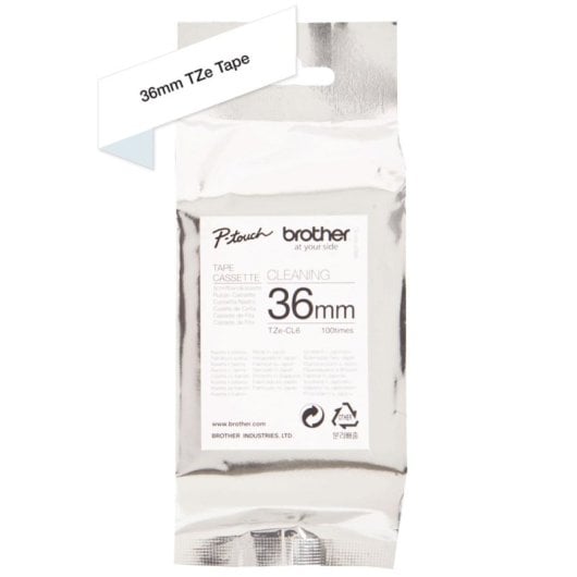 Cinta de nettoyage Brother TZE-CL6, impression thermique, 3,6 cm, noire