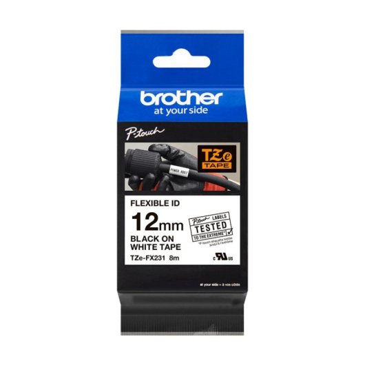 Brother TZE-FX231, Noir sur blanc, TZ, 1,2 cm, 8 m, Blanc