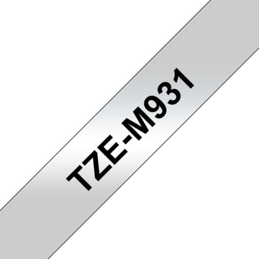 Cinta Brother TZe Nero su Argento 1,2 cm TZe Premium Per Tagging e Segnaletica