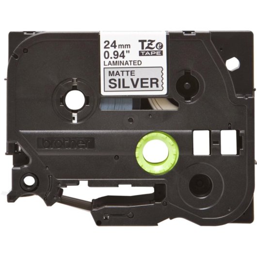 Cinta Brother TZE-M951 negro sobre plata, 24mm, 8m, compatible TZ/TZe