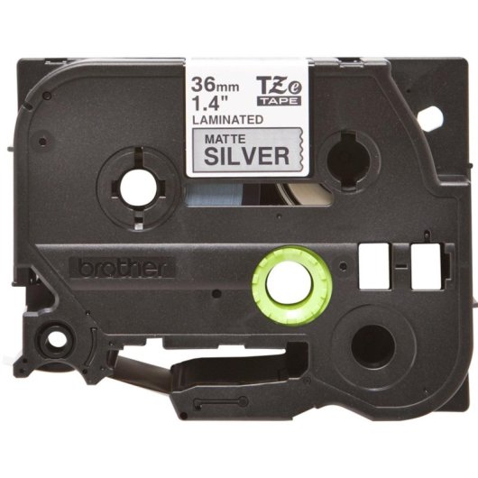 Cinta Brother TZE-M961 Plata 3,6 cm 8 m Alta Durabilidad para Etiquetas Premium