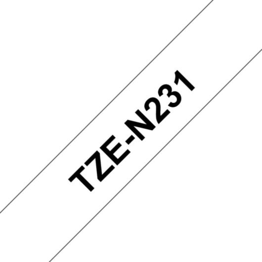 Ruban Brother TZE-N231 Noir sur blanc, 1,2 cm x 8 m, Compatibilité PT-200 à PT-9600
