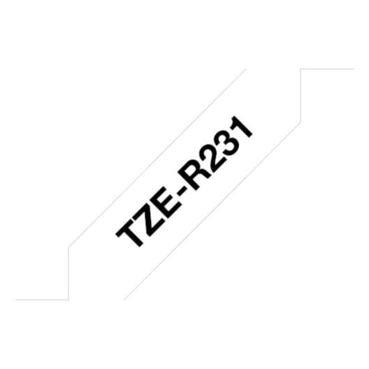 Cinta Brother TZe-R231 Negro sobre Blanco 12 mm x 4 m Transferencia Térmica