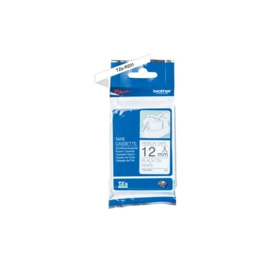 Cinta Brother TZe-R231 Negro sobre Blanco 12 mm x 4 m Transferencia Térmica