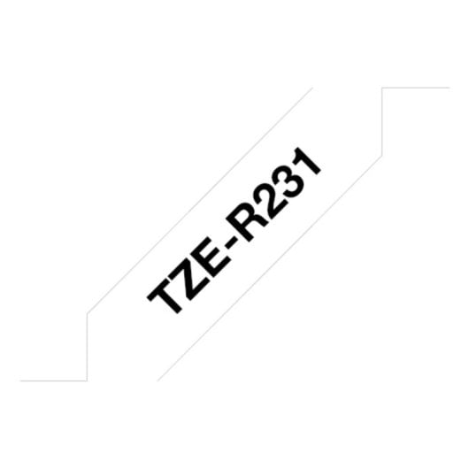 Cinta Brother TZe-R231 Negro sobre Blanco 12 mm x 4 m Transferencia Térmica