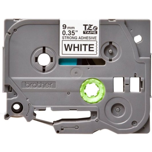 Cinta Brother Laminada TZ 9mm Extra Fuerte Adhesivo Alta Resistencia 8m Negro sobre Blanco