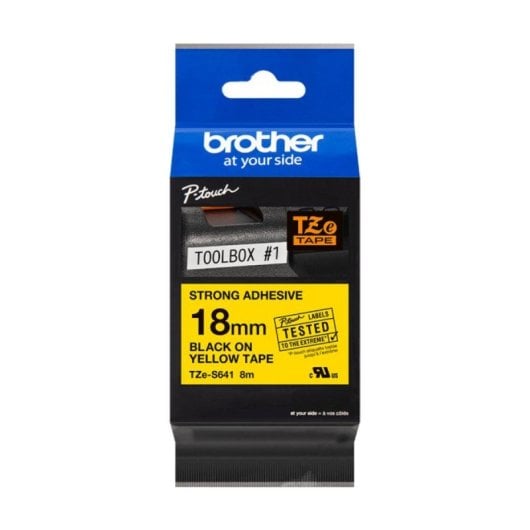 Brother TZE-S641 Noir sur jaune, Cinta TZ, 1,8 cm, Compatible Brother