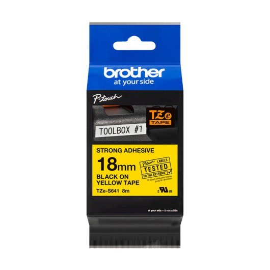 Brother TZE-S641 Noir sur jaune, Cinta TZ, 1,8 cm, Compatible Brother