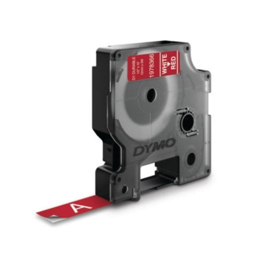 DYMO D1 - Étiquettes Durables - Blanc sur Rouge - 12mm x 7m