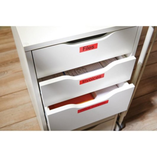 Etiquetas estándar poliéster DYMO D1 Negro sobre Rojo 12mm x 7m compatibles LabelManager/LabelWriter 450 DUO