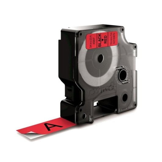 Etiquetas estándar de poliéster D1 negro sobre rojo 19mm x 7m compatibles con DYMO