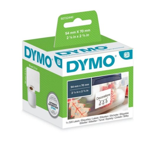 Etiquettes multiuso DYMO LW 54 x 70 mm - S0722440 - Blanc - 320 pièces
