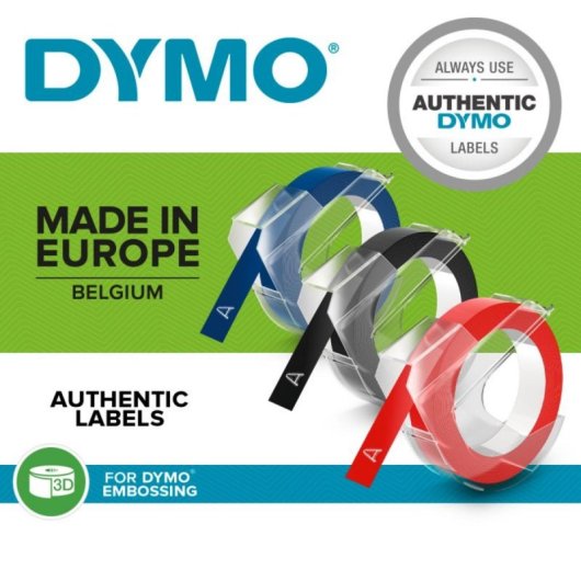 Cintas de relieve adhesivas 3D DYMO, 3m, 9mm, pack 3 unidades, compatibilidad universal