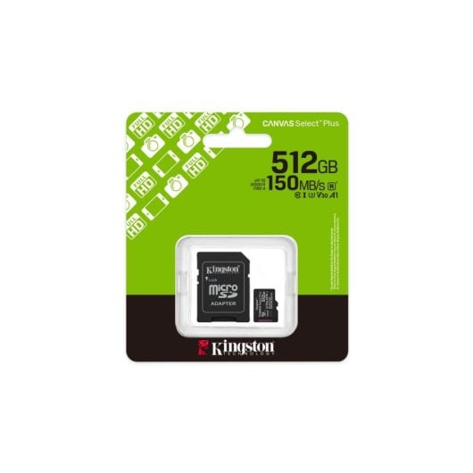 Kingston 512GB MicroSDXC Canvas Select Plus Gen3 150MB/s A1 avec adaptateur SD