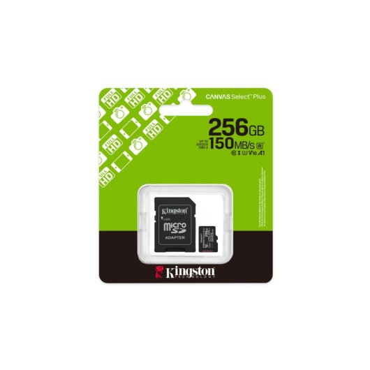 256 GB MicroSDXC Canvas Select Plus Gen3 150MB/s A1 Schwarz mit SD Adapter
