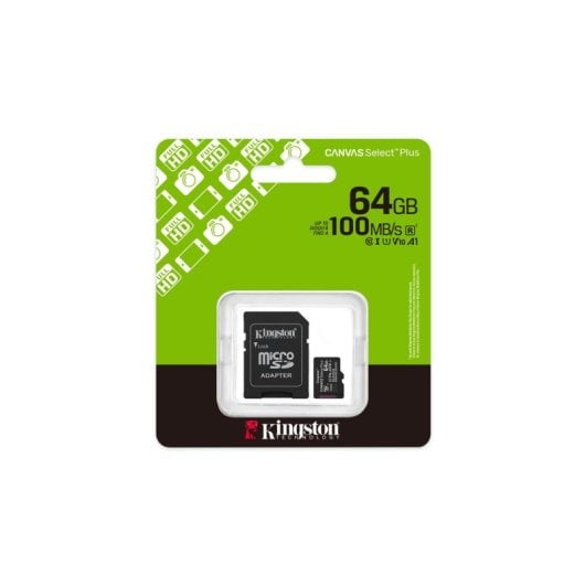Kingston Canvas Select Plus MicroSDXC 64GB Classe 10 UHS-I A1 V10 100MB/s com Adaptador SD
