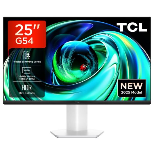 Monitor TCL 25G54 25" Full HD 144Hz IPS Mini LED Branco Gaming