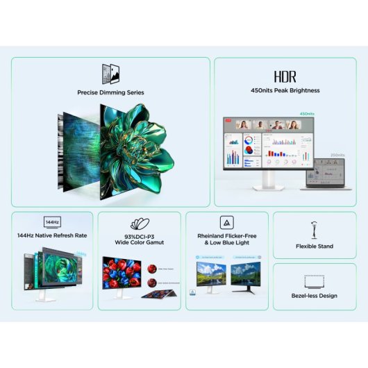 Monitor TCL 25G54 25" Full HD 144Hz IPS Mini LED Branco Gaming