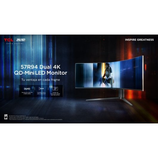 Monitor TCL 57R94 57" MiniLED 8K UHD 120Hz 1ms HVA KVM HDR1000