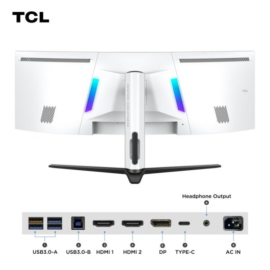 Monitor TCL 57R94 57" MiniLED 8K UHD 120Hz 1ms HVA KVM HDR1000