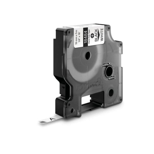 Cinta de poliéster permanente negro sobre blanco 24mm x 5,5m compatible con DYMO Rhino