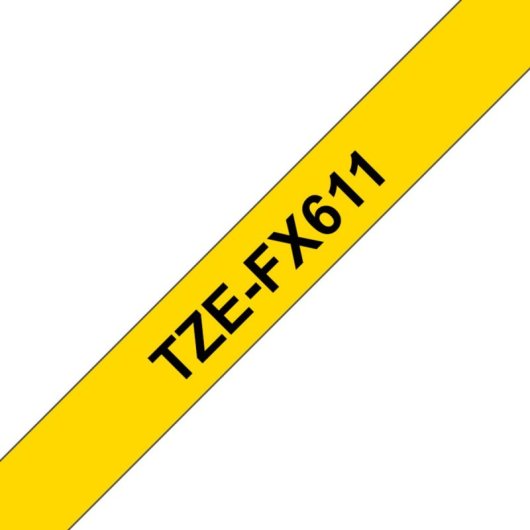 Brother TZE-FX611 6 mm étiquettes flexibles noires sur jaune, laminées