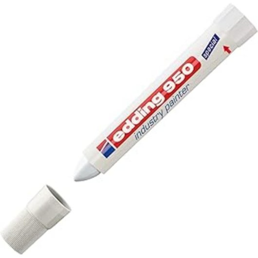 Marcatori industriali bianchi resistenti al calore e impermeabili, punta flessibile 10 mm, confezione da 10