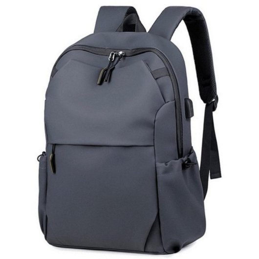 Mochila para portátil 15.6" gris repelente al agua con puerto USB y doble compartimento