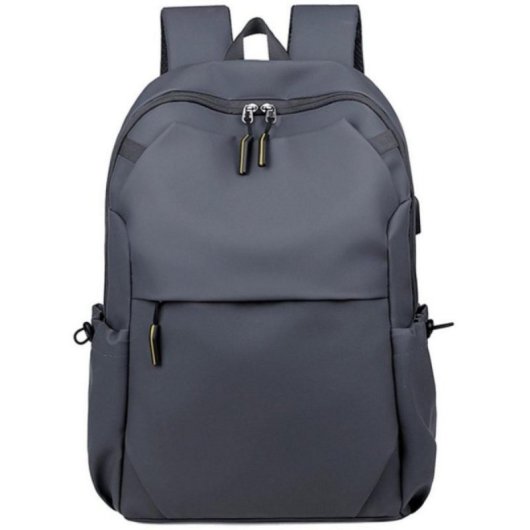 Mochila para portátil 15.6" gris repelente al agua con puerto USB y doble compartimento