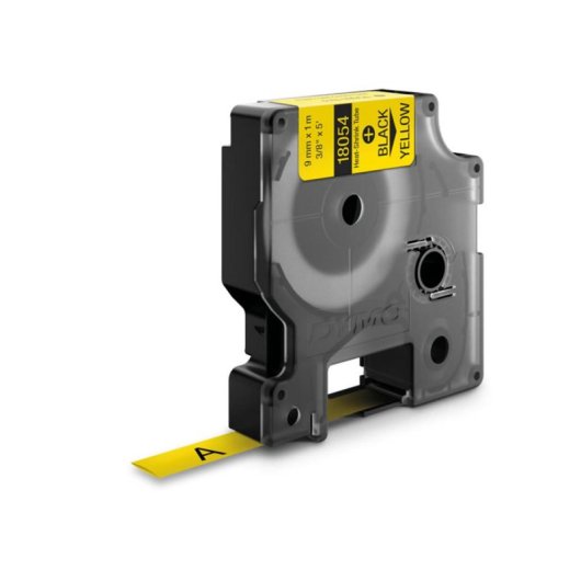 DYMO Tubes termorétractables IND - 9mm x 1,5m, Noir sur jaune, Multicolore, -55 - 135 °C