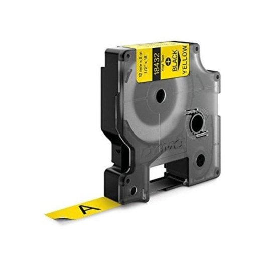 Nastro in vinile Dymo Rhino 12mm Nero su Giallo Resistente UV e Chimici