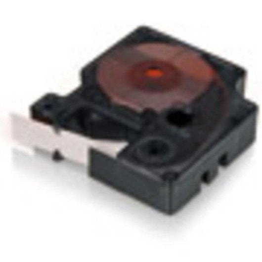 Etiqueta de vinilo Dymo Rhino 12mm negro sobre naranja resistente UV agua químicos 5,5m