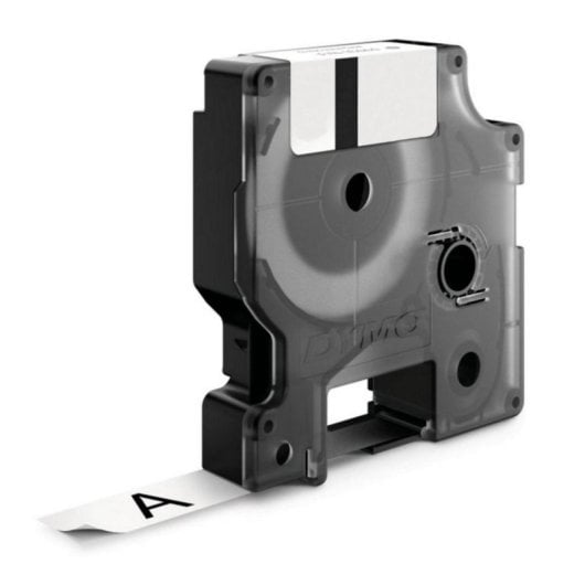 Cinta Vinilo Rhino 19mm Negro sobre Blanco Resistente Agua, Aceite, Químicos, Exterior