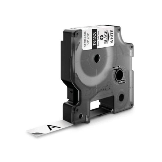 Cinta Etiquetadora Dymo Rhino Polyester IND 12mm Preto sobre Branco UL969