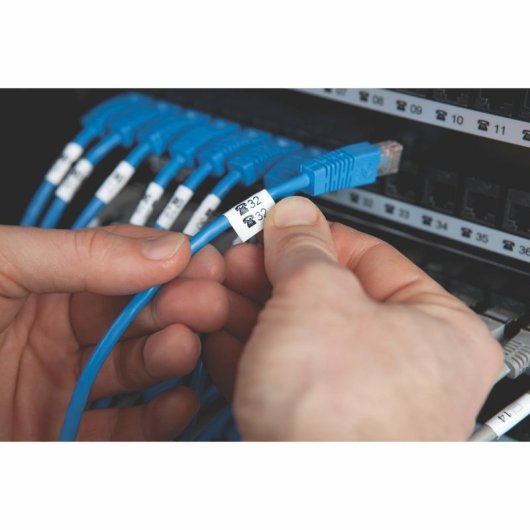 Cinta Etiquetadora DYMO Nylon Flexible 12mm x 3,5m Negro sobre Blanco Resistente UV Agua Calor Frío Para Cables Rhino IN