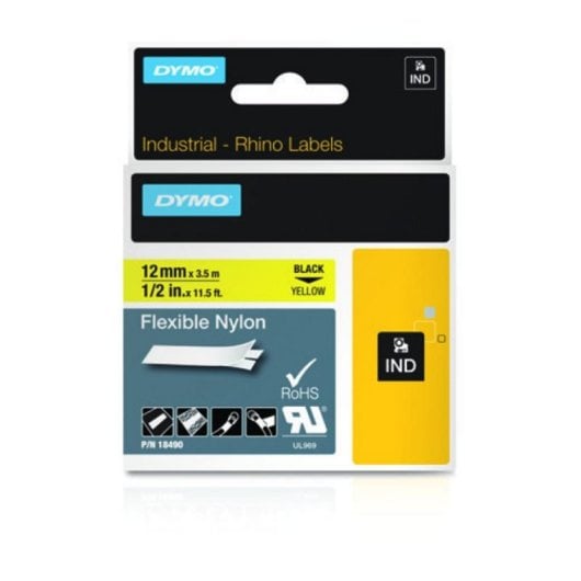 DYMO Nylon Flexible IND, Noir sur jaune, Multicolore, Nylon, -10 - 80 °C, UL 969