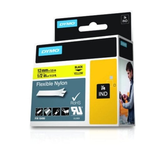 DYMO Nylon Flexible IND, Noir sur jaune, Multicolore, Nylon, -10 - 80 °C, UL 969