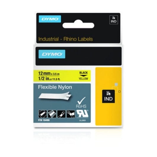 DYMO Nylon Flexible IND, Noir sur jaune, Multicolore, Nylon, -10 - 80 °C, UL 969