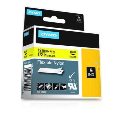 DYMO Nylon Flexible IND, Noir sur jaune, Multicolore, Nylon, -10 - 80 °C, UL 969