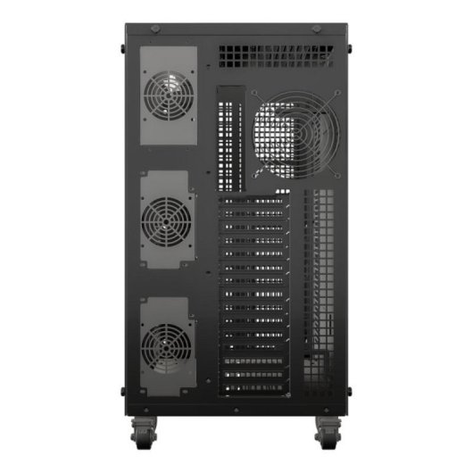 Workstation ATX UNYKA AI PRO 1500 EATX Dual CPU, hasta 4 GPUs, 17 HDD, 27 ventiladores, USB-C, Negro
