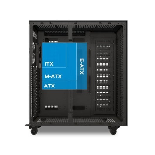 Workstation ATX UNYKA AI PRO 1500 EATX Dual CPU, hasta 4 GPUs, 17 HDD, 27 ventiladores, USB-C, Negro