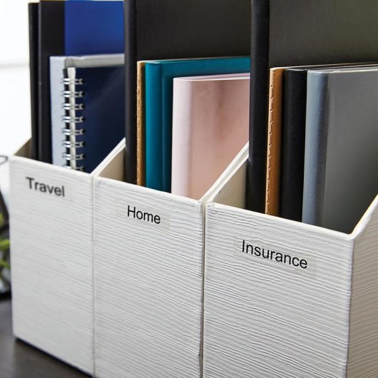 Nastro etichette Dymo D1 12mm nero su trasparente poliestere resistente